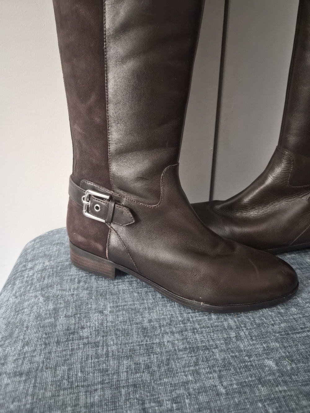 Marc Fisher Tall Leather & Suede Riding Boots in Dark Brown - Picture 3 of 12